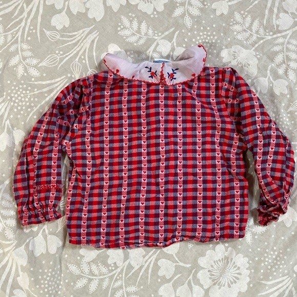 Vintage OshKosh B’Gosh 24 month Overalls and Shirt Union USA Valentines - Picture 9 of 12